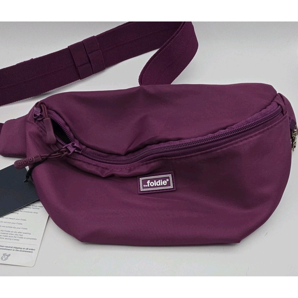 The Foldie Purple Crossbody Bag RFID Blocking Zip 290D Durable Flexfabric NWT - Picture 1 of 7